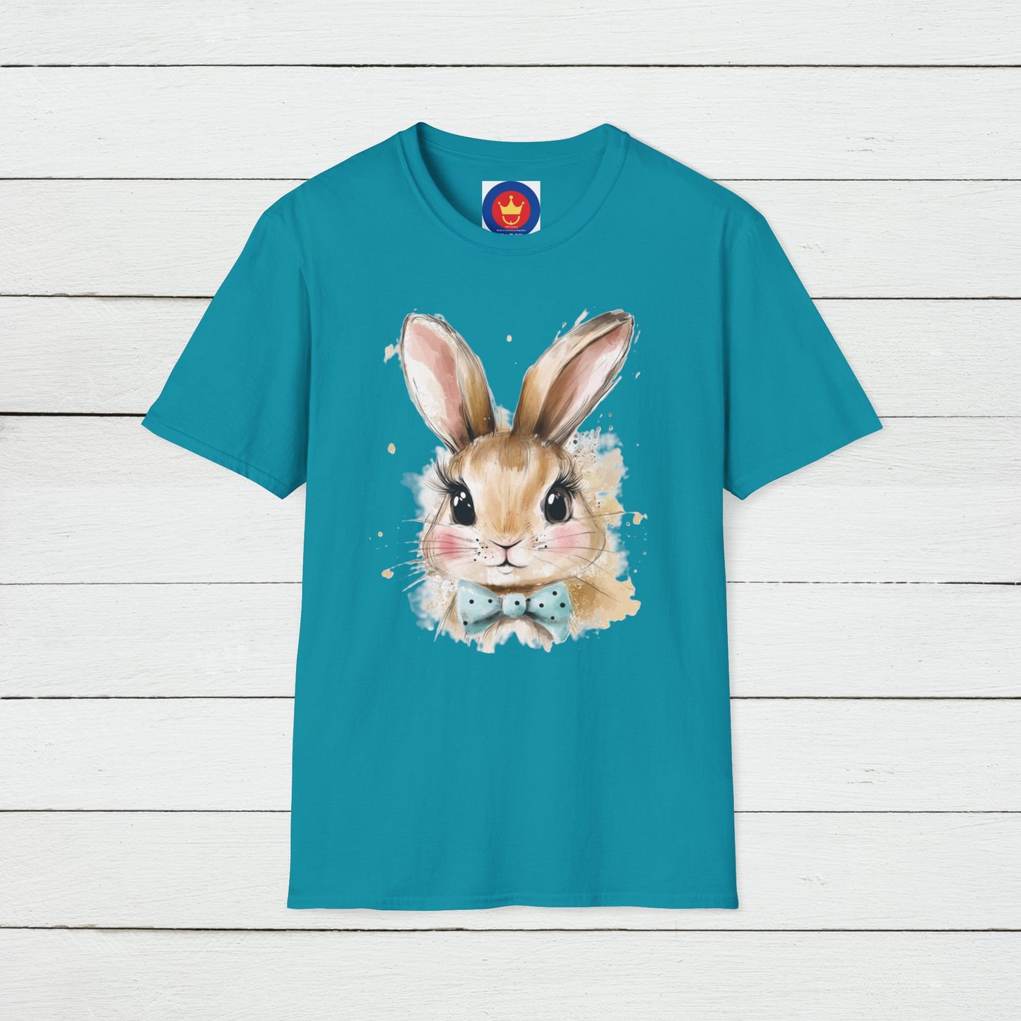 Easter Bunny Face Softstyle unisex T-Shirt | Cute Coquette Bow Tee