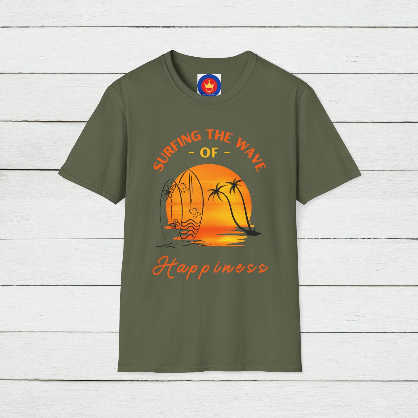 Surfing the Wave of Happiness Unisex T-Shirt | Good Vibes Inspirational Shirt
