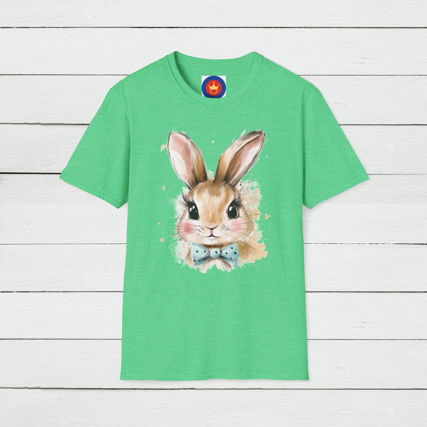 Easter Bunny Face Softstyle unisex T-Shirt | Cute Coquette Bow Tee