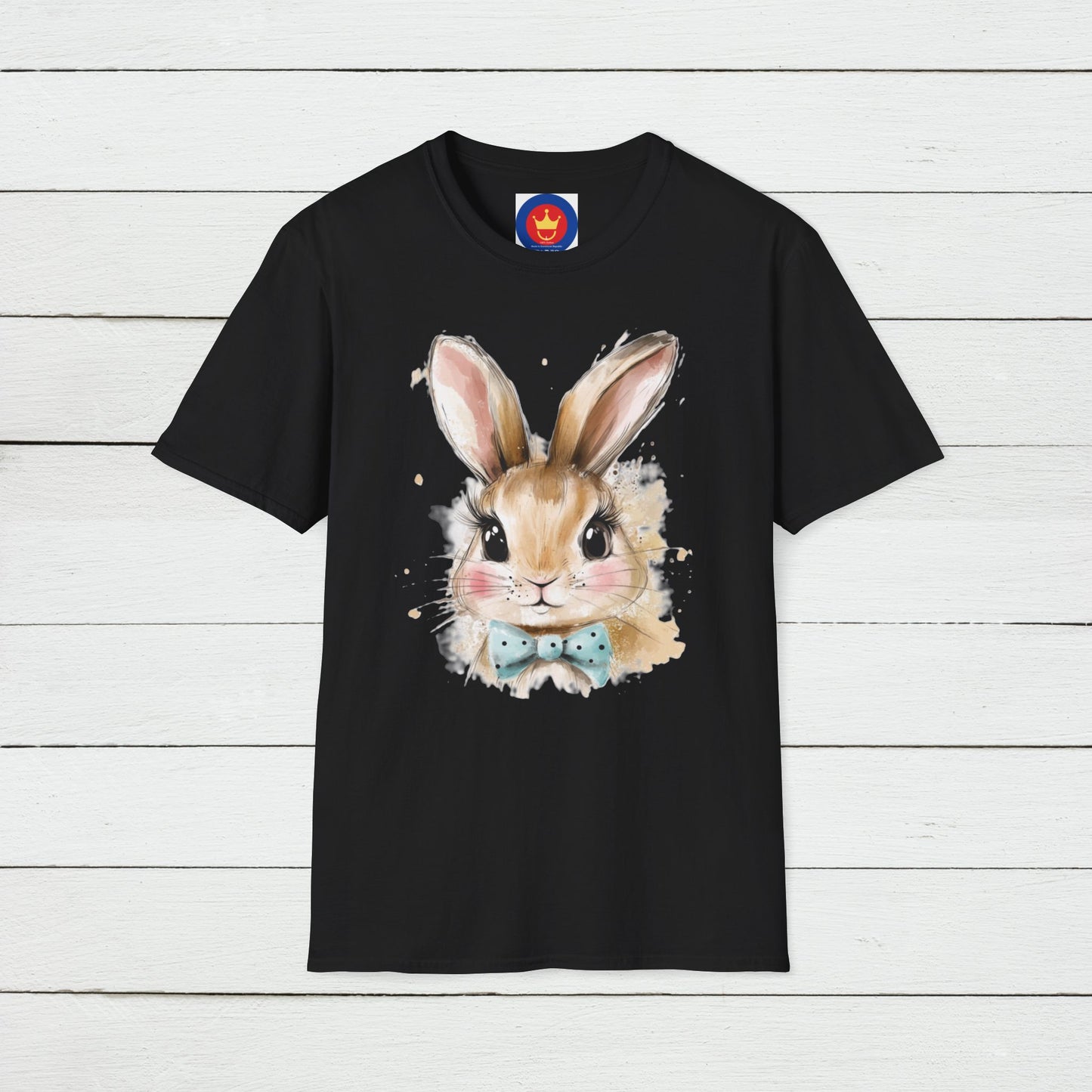Easter Bunny Face Softstyle unisex T-Shirt | Cute Coquette Bow Tee