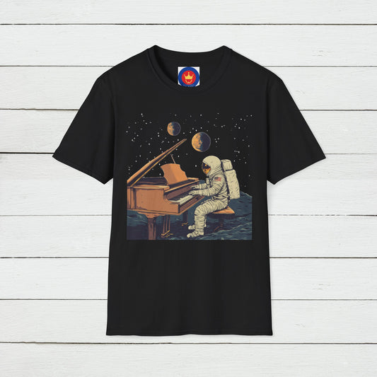 Astronaut Playing Piano Unisex T-Shirt | Funny Musician Shirt