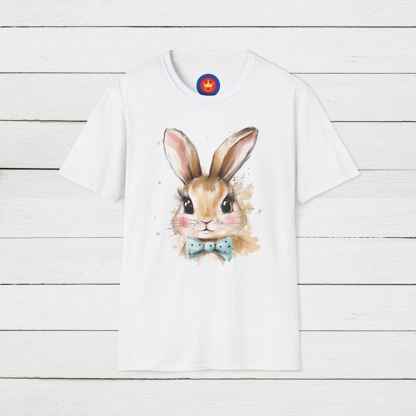 Easter Bunny Face Softstyle unisex T-Shirt | Cute Coquette Bow Tee