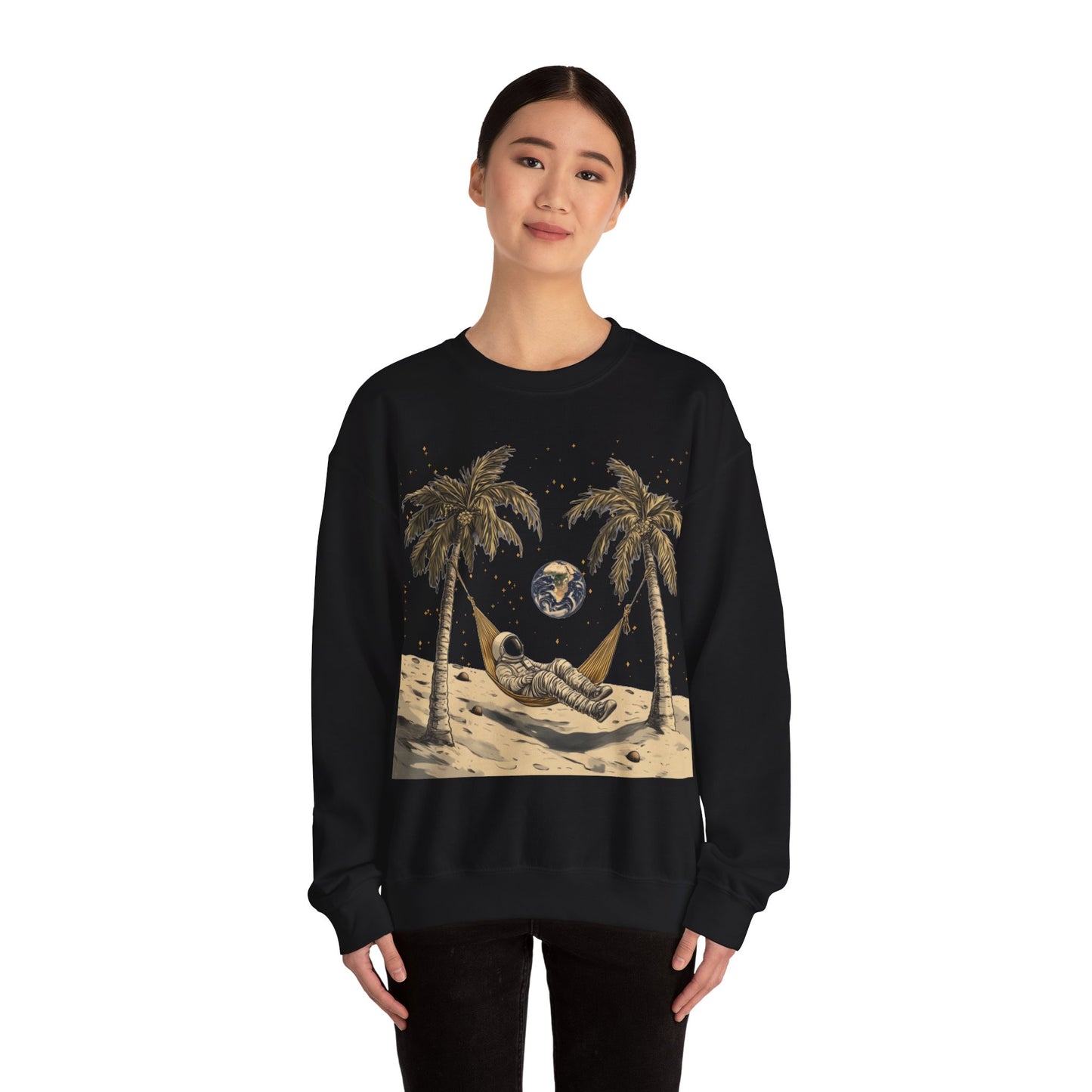 Astronaut on the Moon Sweatshirt | Unisex Funny Outer Space Graphic Tee