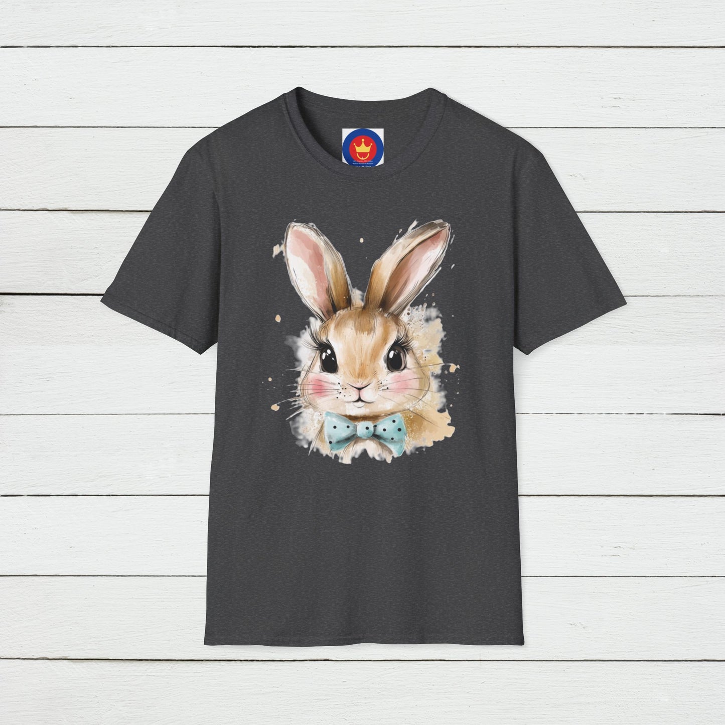 Easter Bunny Face Softstyle unisex T-Shirt | Cute Coquette Bow Tee