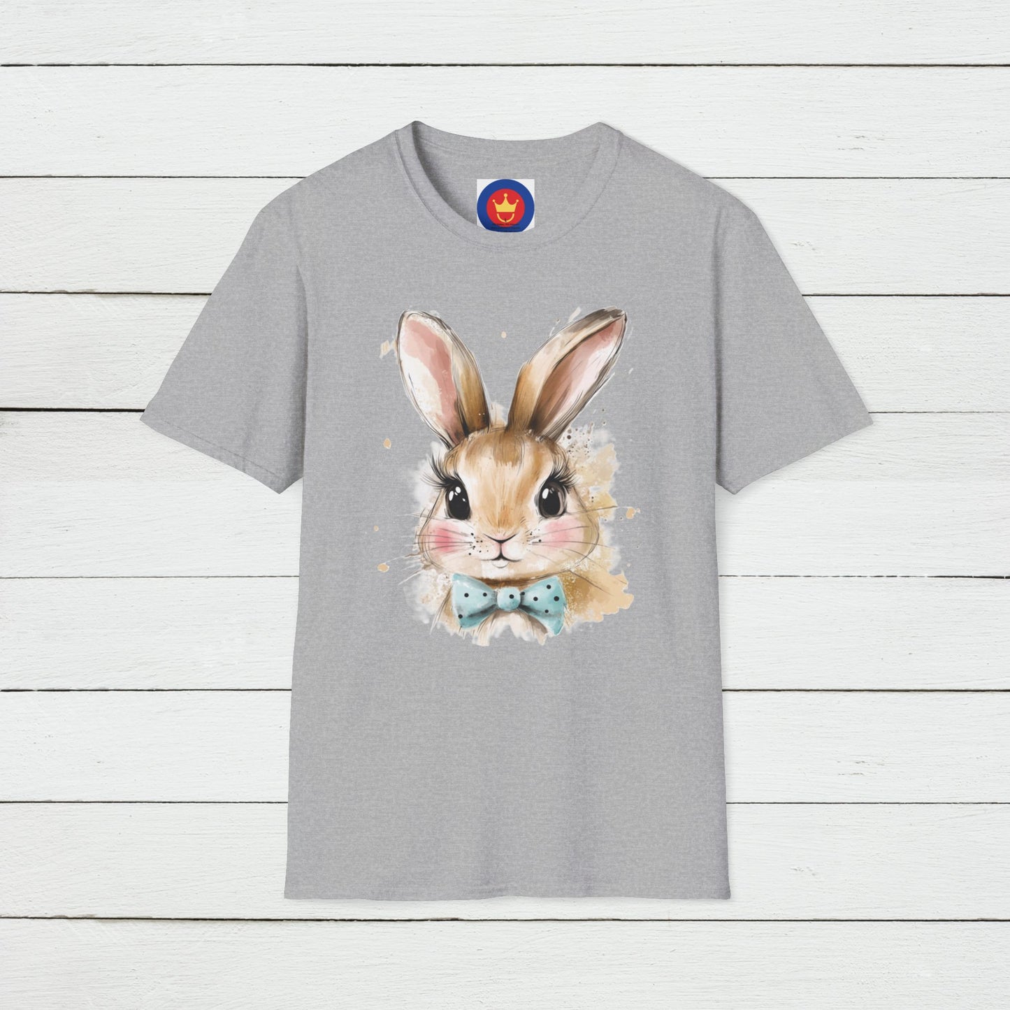 Easter Bunny Face Softstyle unisex T-Shirt | Cute Coquette Bow Tee