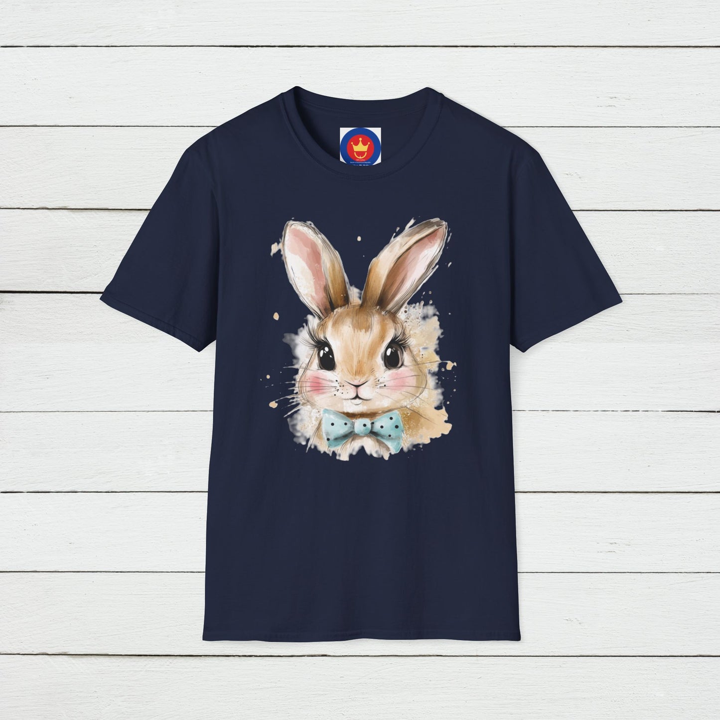 Easter Bunny Face Softstyle unisex T-Shirt | Cute Coquette Bow Tee