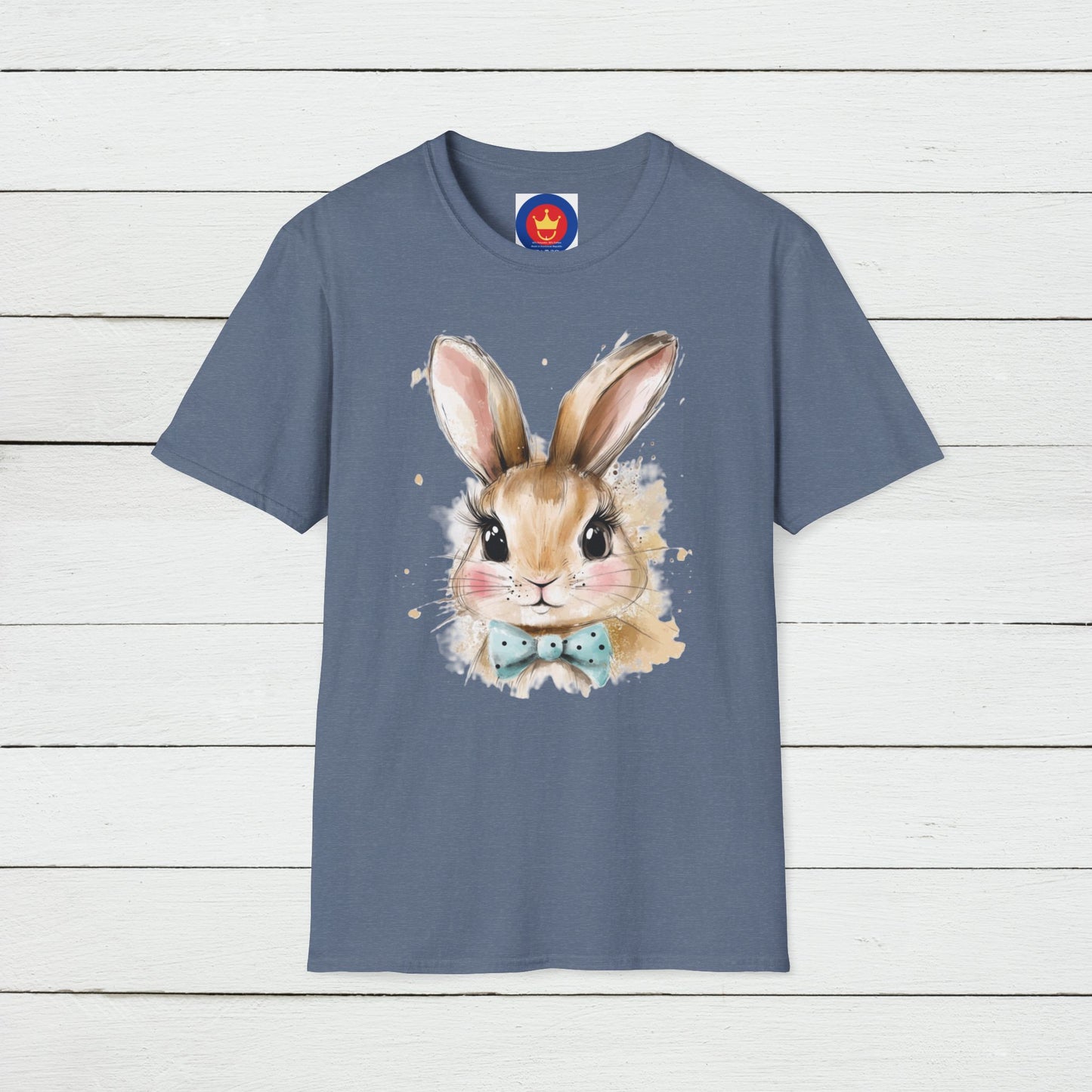 Easter Bunny Face Softstyle unisex T-Shirt | Cute Coquette Bow Tee