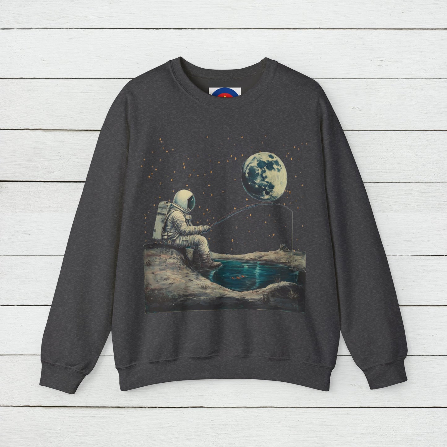 Astronaut Fishing on the Moon Sweatshirt | Unisex Funny Outer Space Graphic Tee