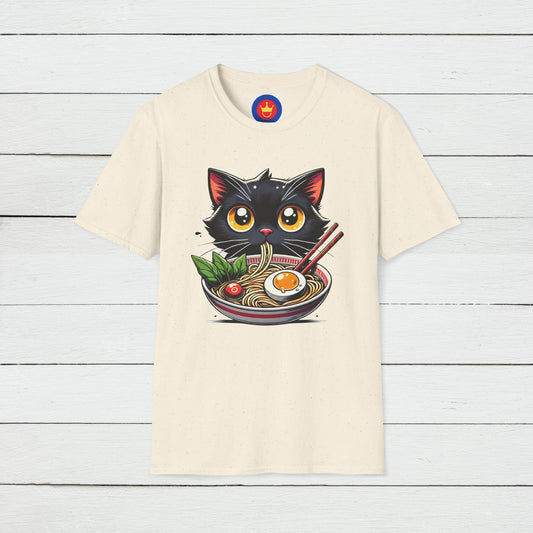 Cute Cat Eating Noodles Unisex Shirt | Foodie Kawaii Ramen Graphic Shirt