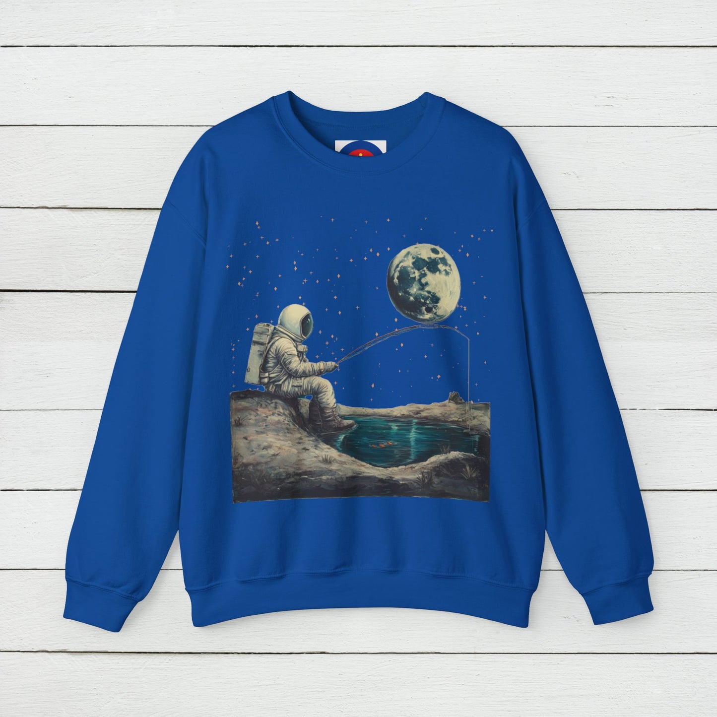 Astronaut Fishing on the Moon Sweatshirt | Unisex Funny Outer Space Graphic Tee