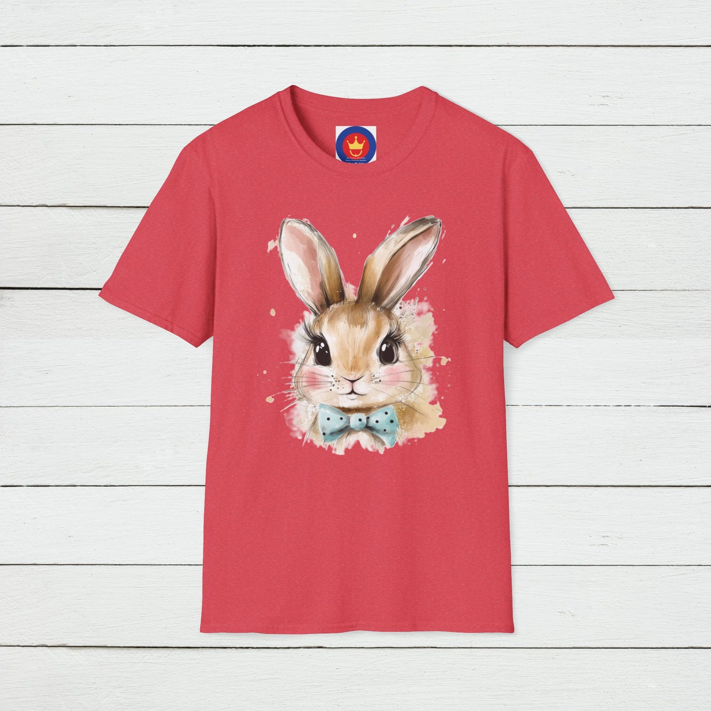 Easter Bunny Face Softstyle unisex T-Shirt | Cute Coquette Bow Tee