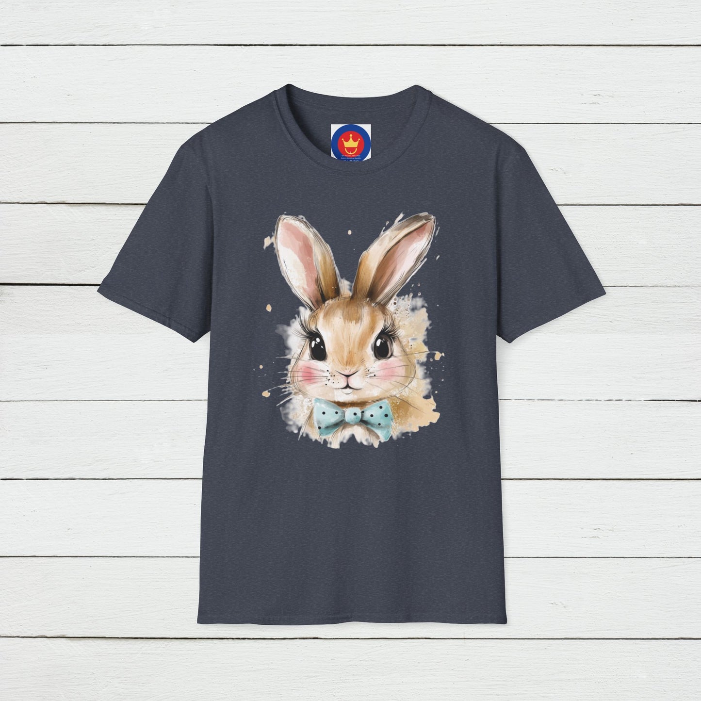 Easter Bunny Face Softstyle unisex T-Shirt | Cute Coquette Bow Tee