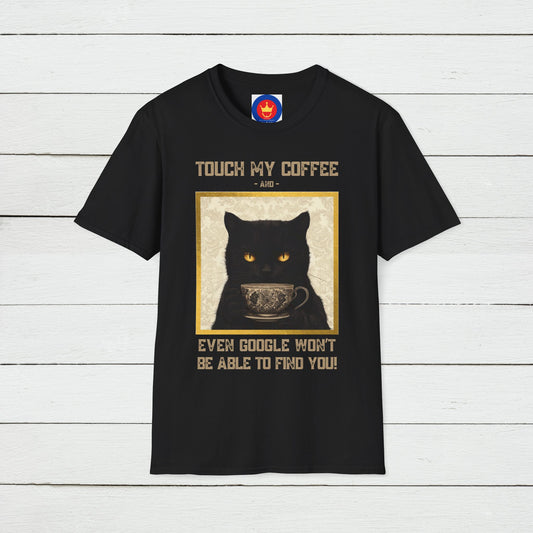Funny Cat Drinking Coffee Unisex T-Shirt | Coffee Lover Foodie Shirt