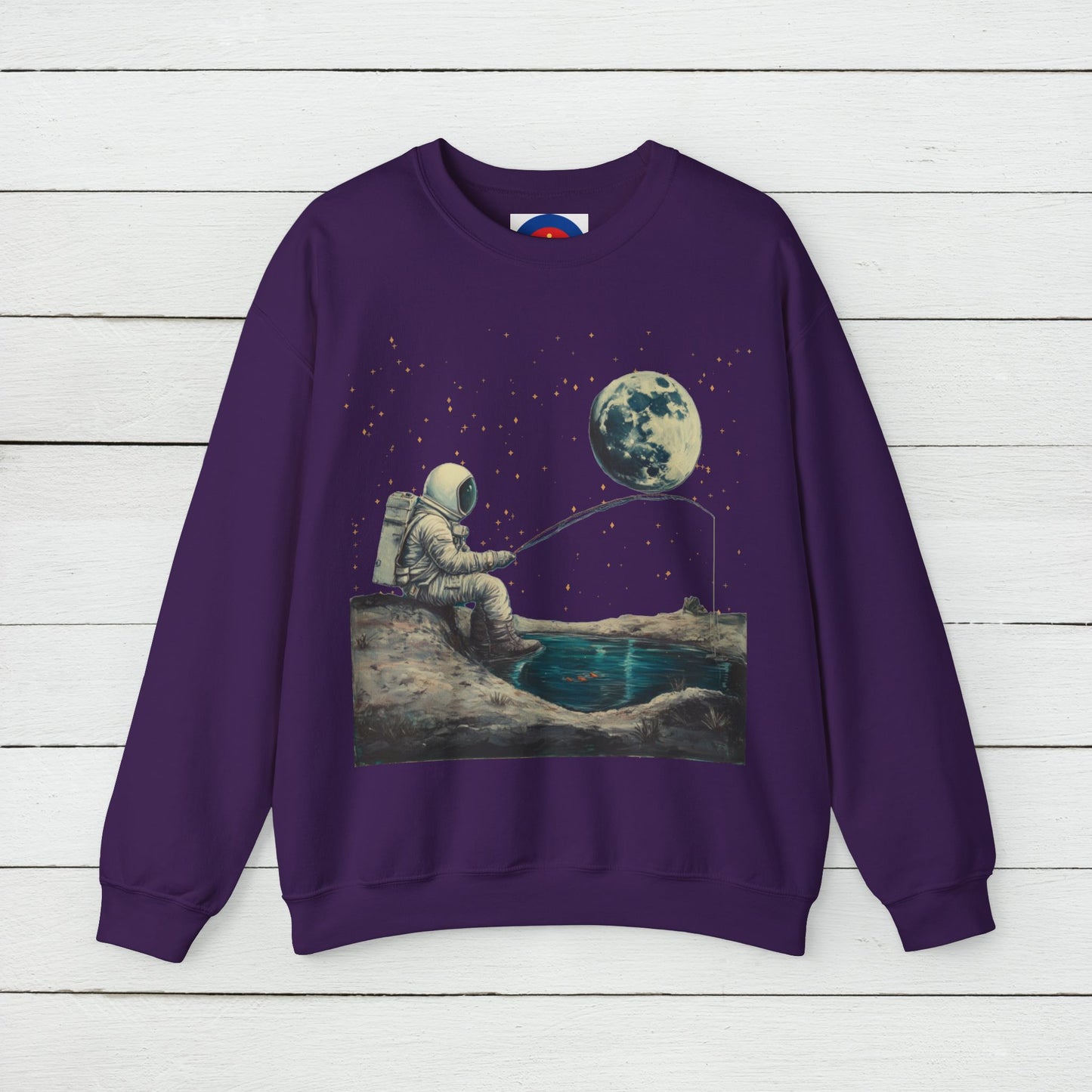 Astronaut Fishing on the Moon Sweatshirt | Unisex Funny Outer Space Graphic Tee