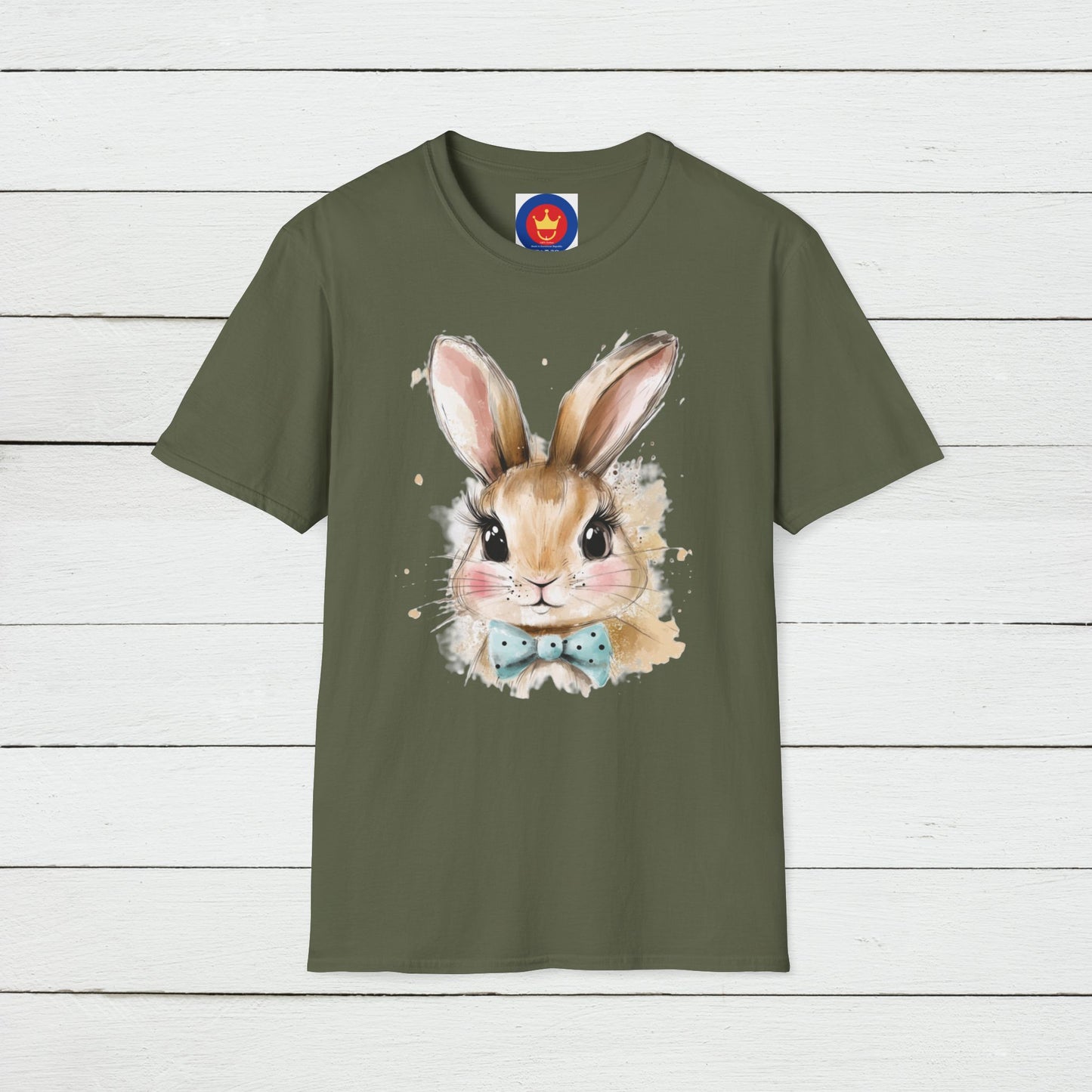 Easter Bunny Face Softstyle unisex T-Shirt | Cute Coquette Bow Tee