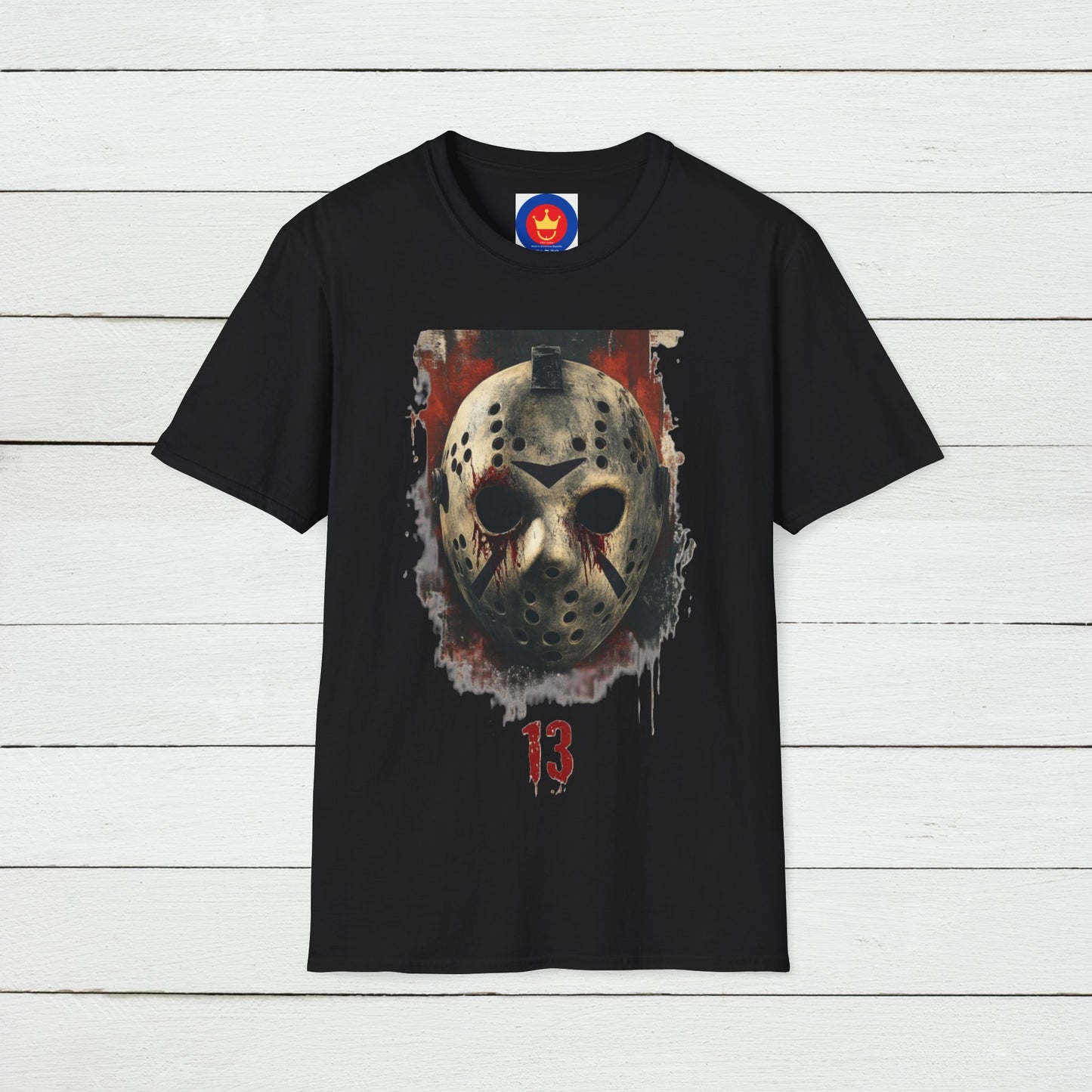 Horror Movie Villain Unisex Softstyle T-Shirt | Jason Vorhees Mask Shirt