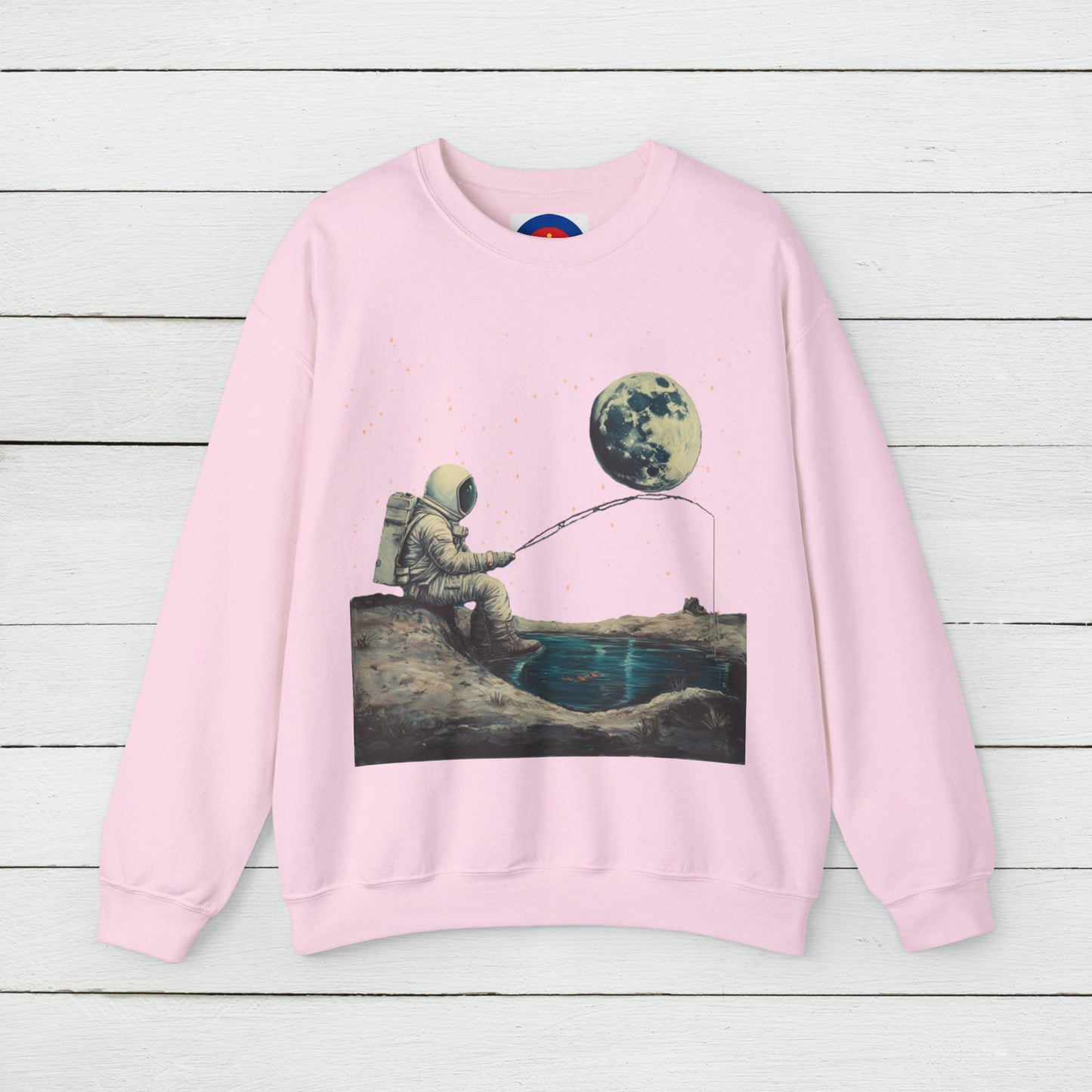 Astronaut Fishing on the Moon Sweatshirt | Unisex Funny Outer Space Graphic Tee