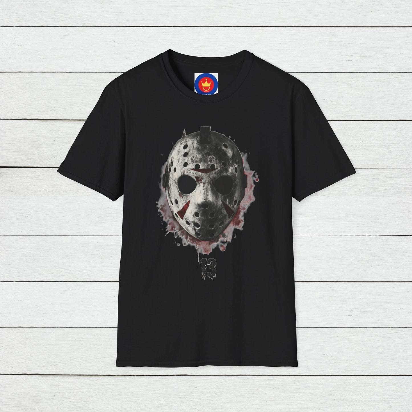 Horror Movie Villain Unisex Softstyle T-Shirt | Jason Vorhees Mask Shirt