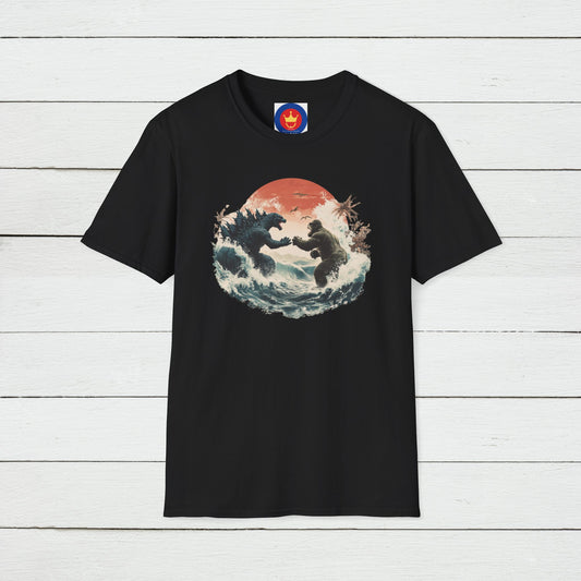 Godzilla & King Kong Inspired Unisex T-Shirt | Great Wave off Kanagawa Shirt