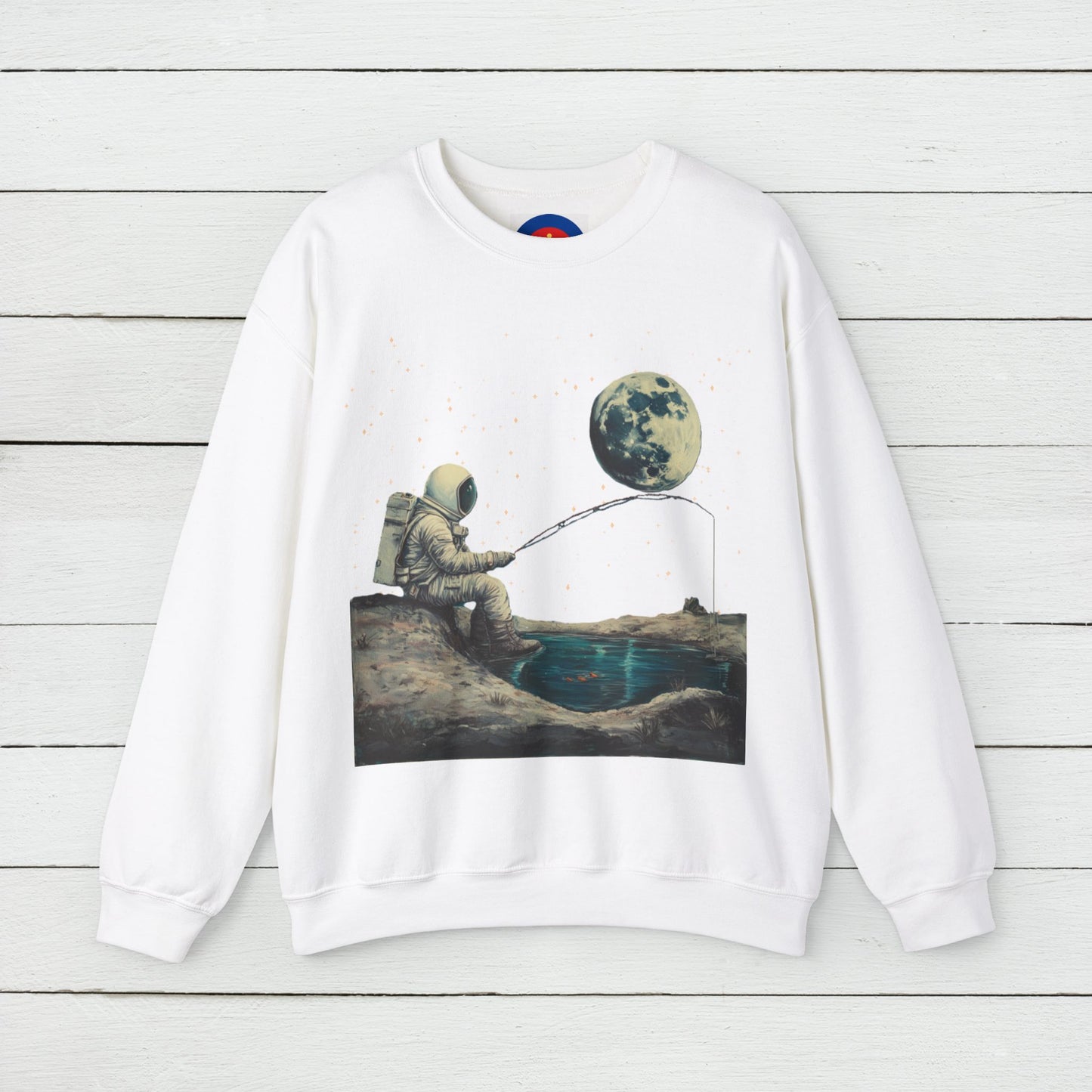 Astronaut Fishing on the Moon Sweatshirt | Unisex Funny Outer Space Graphic Tee