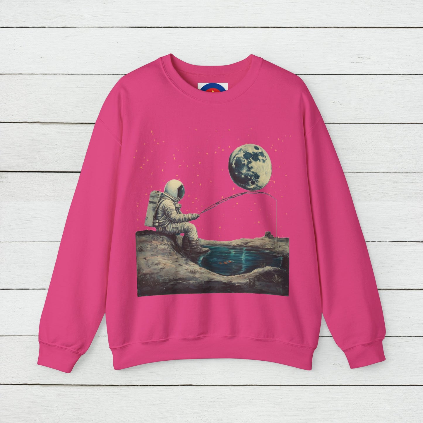 Astronaut Fishing on the Moon Sweatshirt | Unisex Funny Outer Space Graphic Tee