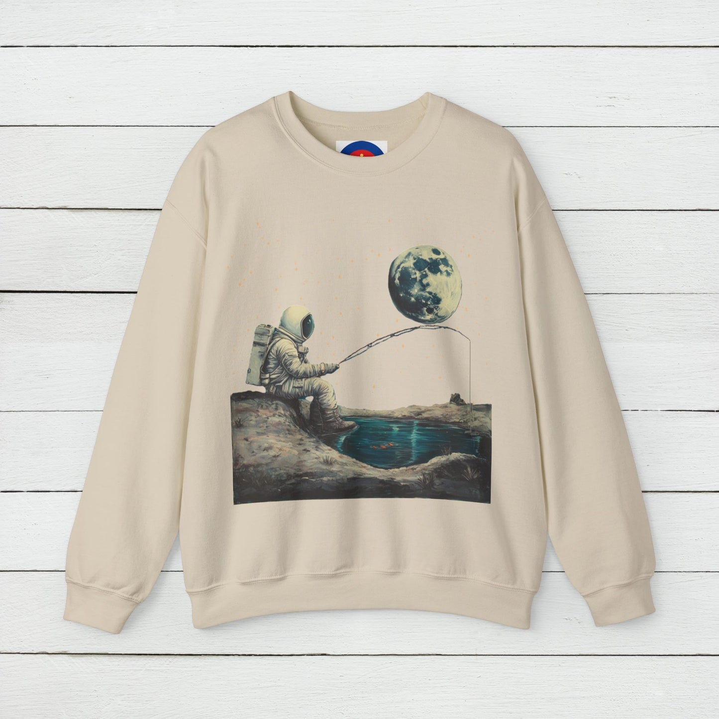 Astronaut Fishing on the Moon Sweatshirt | Unisex Funny Outer Space Graphic Tee