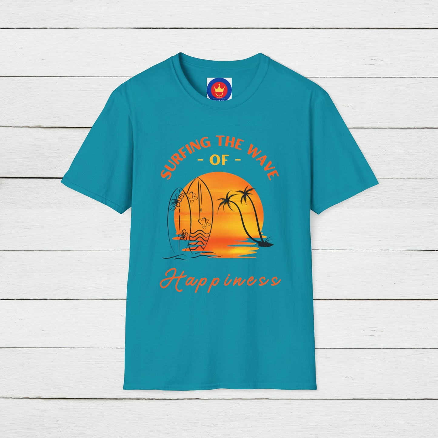 Surfing the Wave of Happiness Unisex T-Shirt | Good Vibes Inspirational Shirt