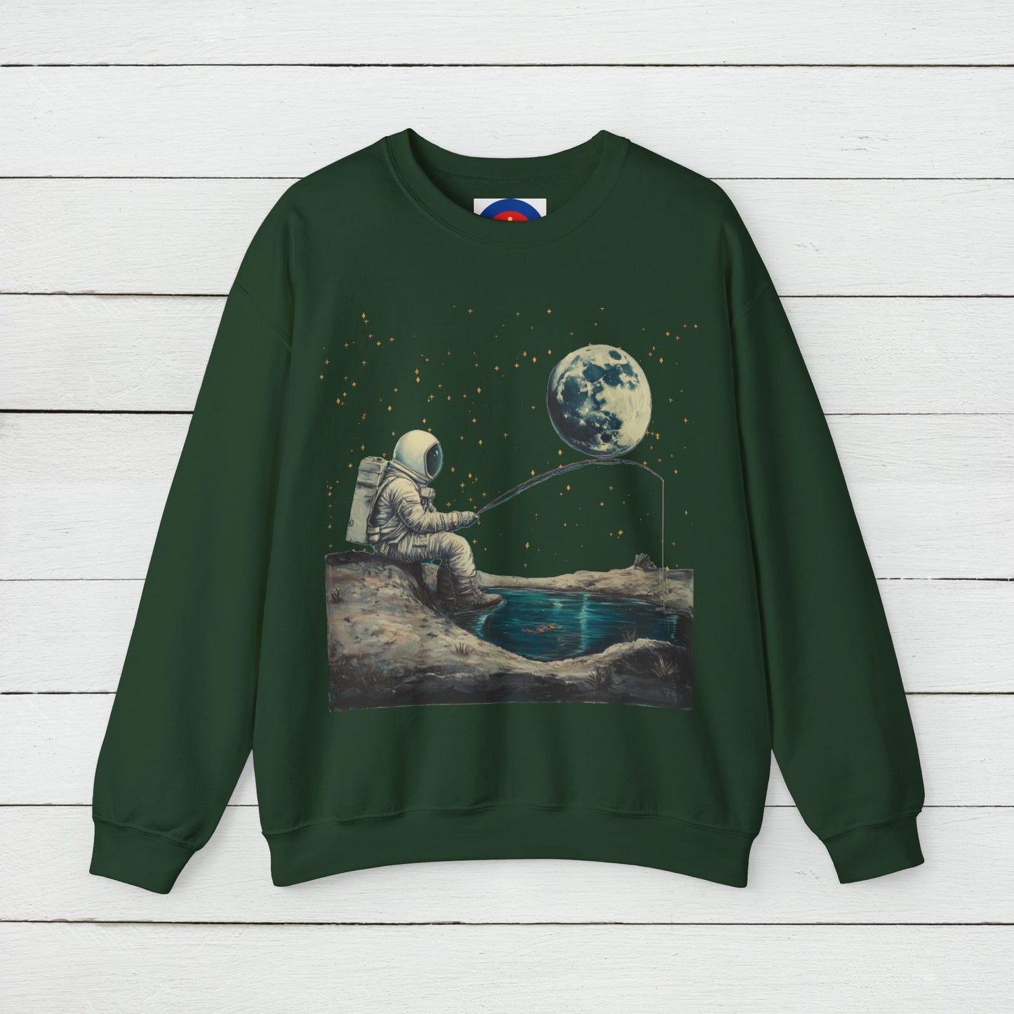 Astronaut Fishing on the Moon Sweatshirt | Unisex Funny Outer Space Graphic Tee